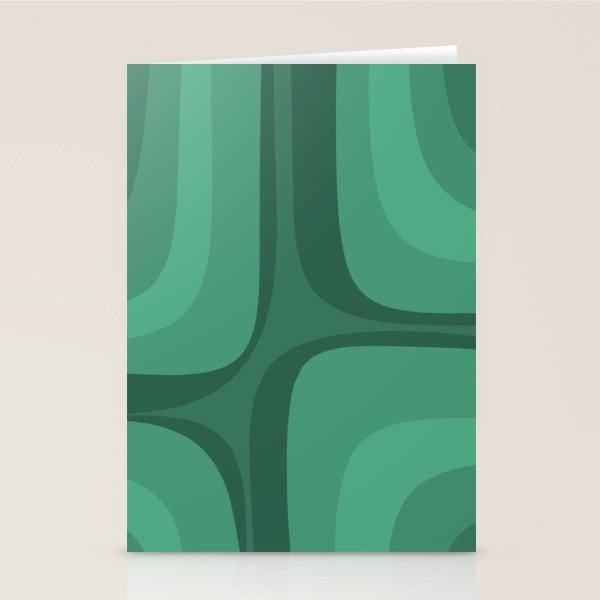 Retro Groove Mid Century Modern Minimal Abstract Emerald Green  Stationery Card Gallery Image 1