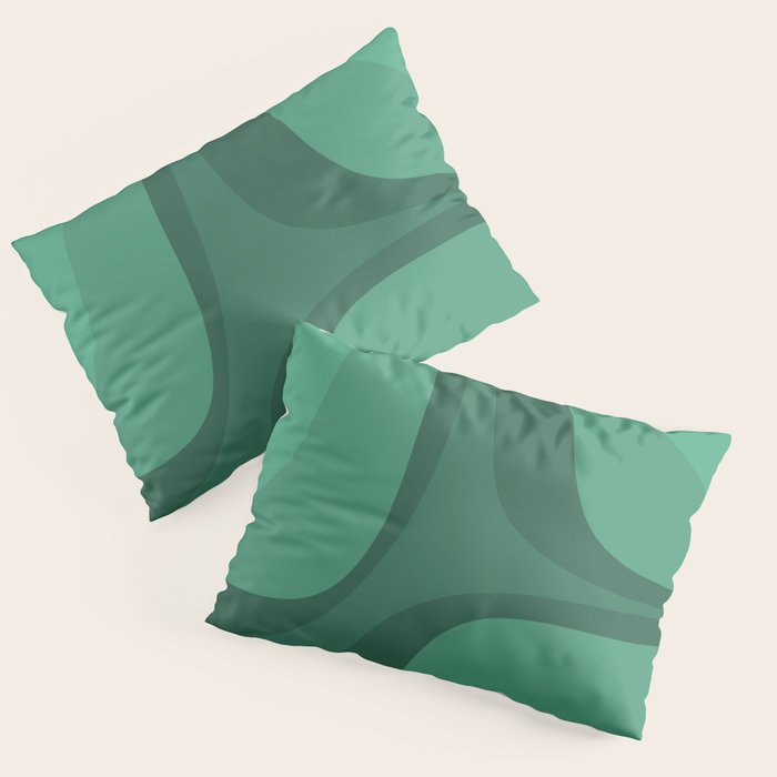 Retro Groove Mid Century Modern Minimal Abstract Emerald Green  Pillow Sham Gallery Image 3