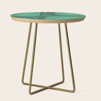 Retro Groove Mid Century Modern Minimal Abstract Emerald Green  Side Table Gallery Image 1