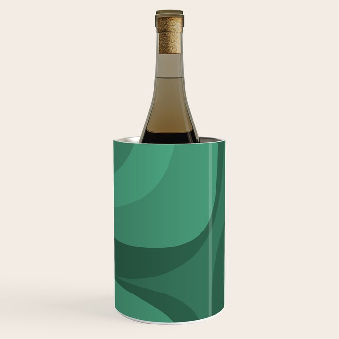 Retro Groove Mid Century Modern Minimal Abstract Emerald Green  Wine Chiller Gallery Image 2