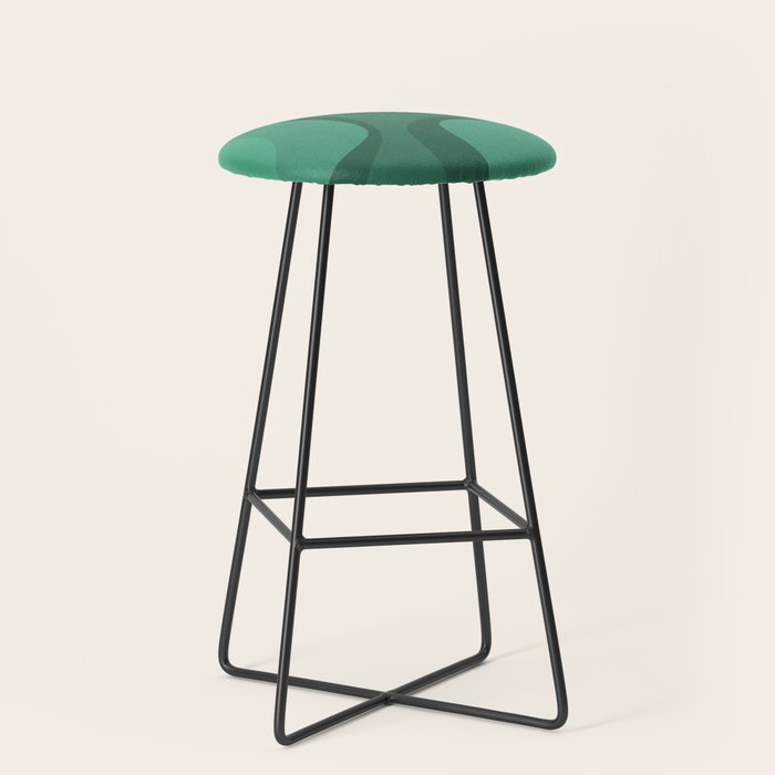 Retro Groove Mid Century Modern Minimal Abstract Emerald Green  Stool Gallery Image 1