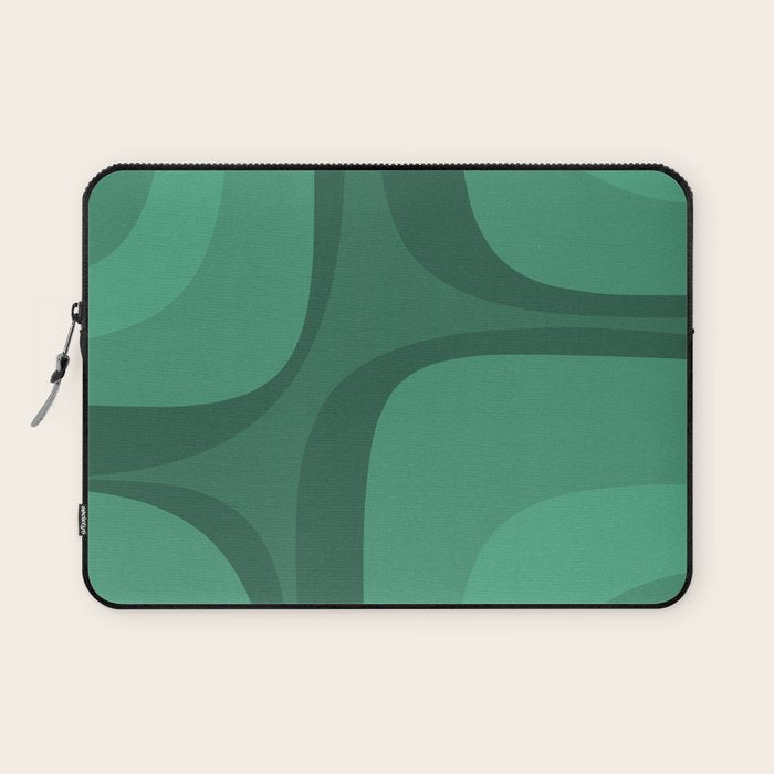 Retro Groove Mid Century Modern Minimal Abstract Emerald Green  Laptop Sleeve Gallery Image 1