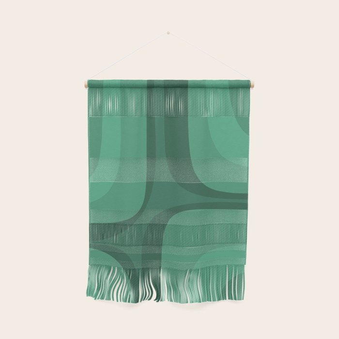 Retro Groove Mid Century Modern Minimal Abstract Emerald Green  Wall Hanging Gallery Image 1