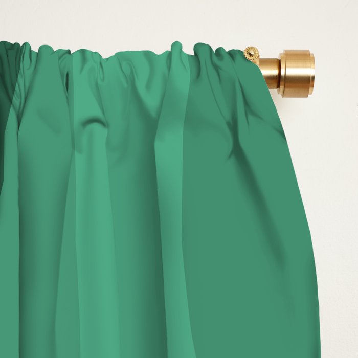 Retro Groove Mid Century Modern Minimal Abstract Emerald Green  Window Curtain Gallery Image 2