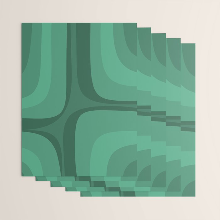 Retro Groove Mid Century Modern Minimal Abstract Emerald Green  Wrapping Paper Gallery Image 3
