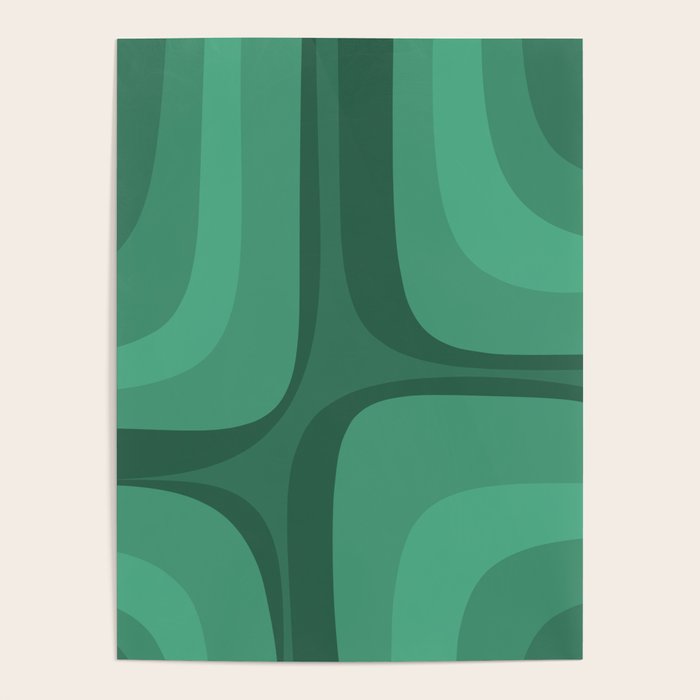 Retro Groove Mid Century Modern Minimal Abstract Emerald Green  Poster Gallery Image 4