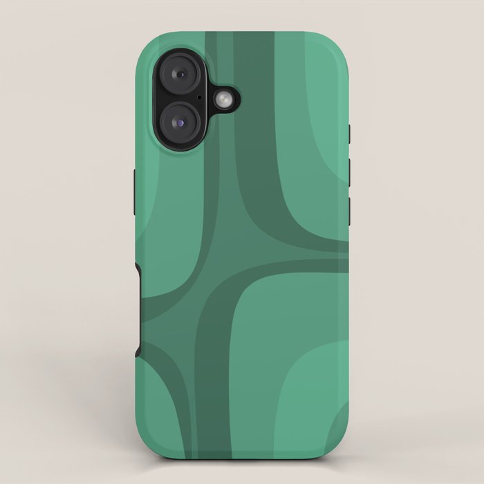 Retro Groove Mid Century Modern Minimal Abstract Emerald Green  iPhone Case Gallery Image 1