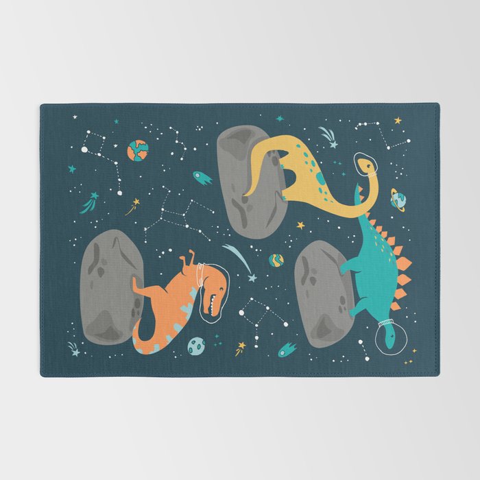 Dinosaurs Floating on an Asteroid Rug Gallery Image 2