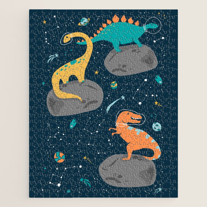 Dinosaurs Floating on an Asteroid Jigsaw Puzzle Gallery Image 1