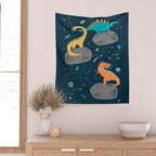 Dinosaurs Floating on an Asteroid Wall Tapestry Gallery Image 2