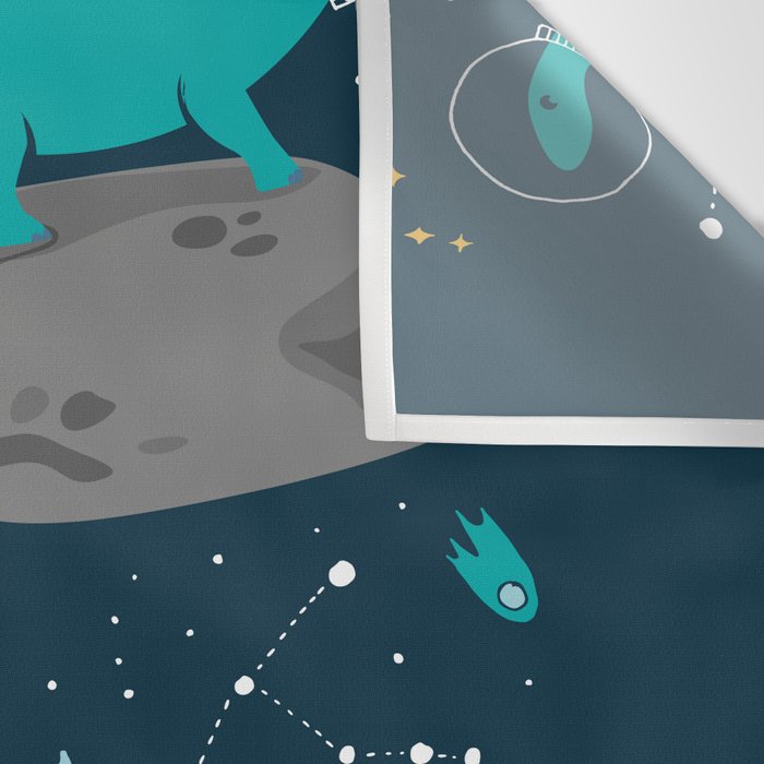 Dinosaurs Floating on an Asteroid Wall Tapestry Gallery Image 3