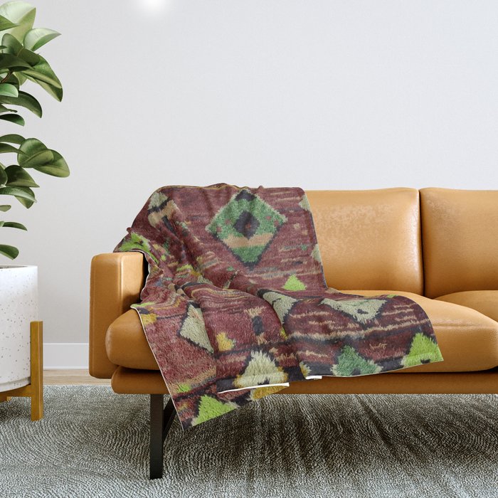 Moroccan Sunset Bohemian Geometric Pattern Throw Blanket Gallery Image 1