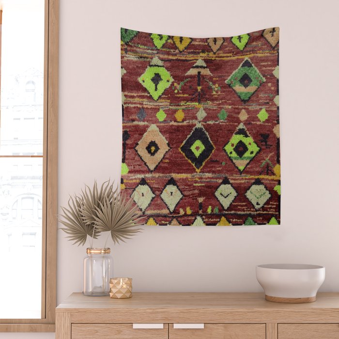 Moroccan Sunset Bohemian Geometric Pattern Wall Tapestry Gallery Image 2