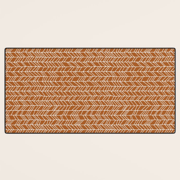 Rustic Herringbone in Clay Terracotta Desk Mat Gallery Image 3