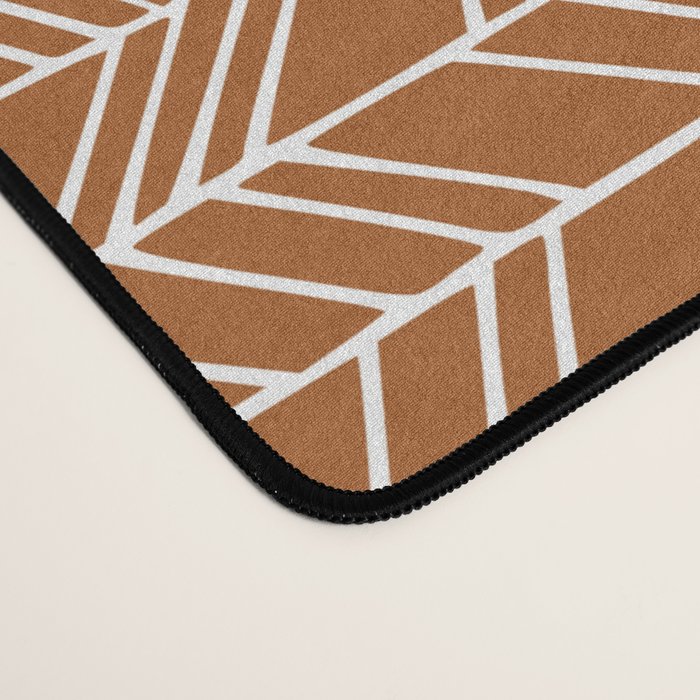 Rustic Herringbone in Clay Terracotta Desk Mat Gallery Image 4