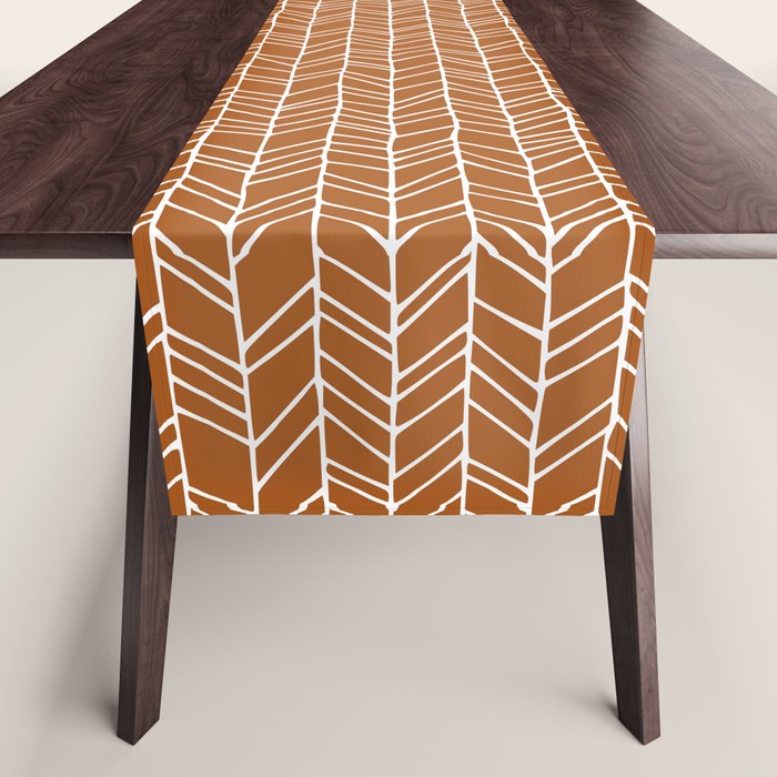 Rustic Herringbone in Clay Terracotta Table Runner Gallery Image 1