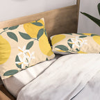 Mediterranean Lemons Zesty Blossom Mid Century Modern Print Pattern Pillow Sham Gallery Image 2