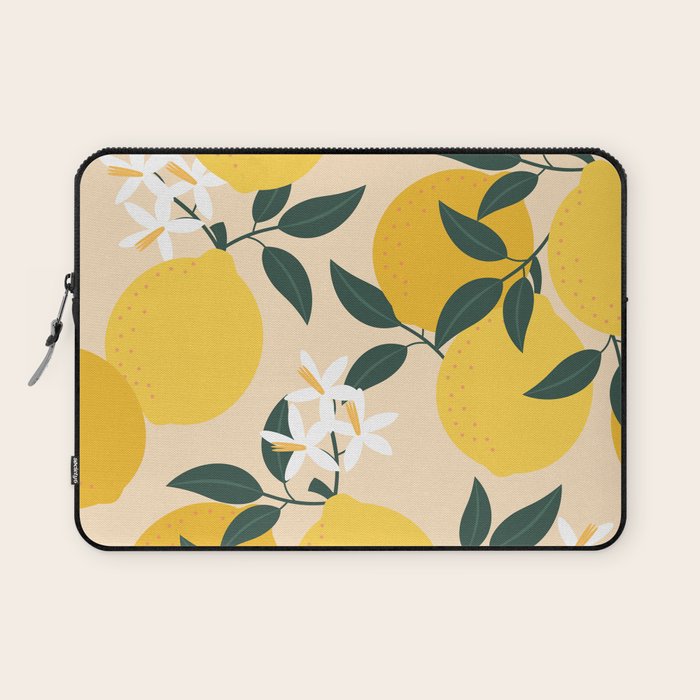 Mediterranean Lemons Zesty Blossom Mid Century Modern Print Pattern Laptop Sleeve Gallery Image 1