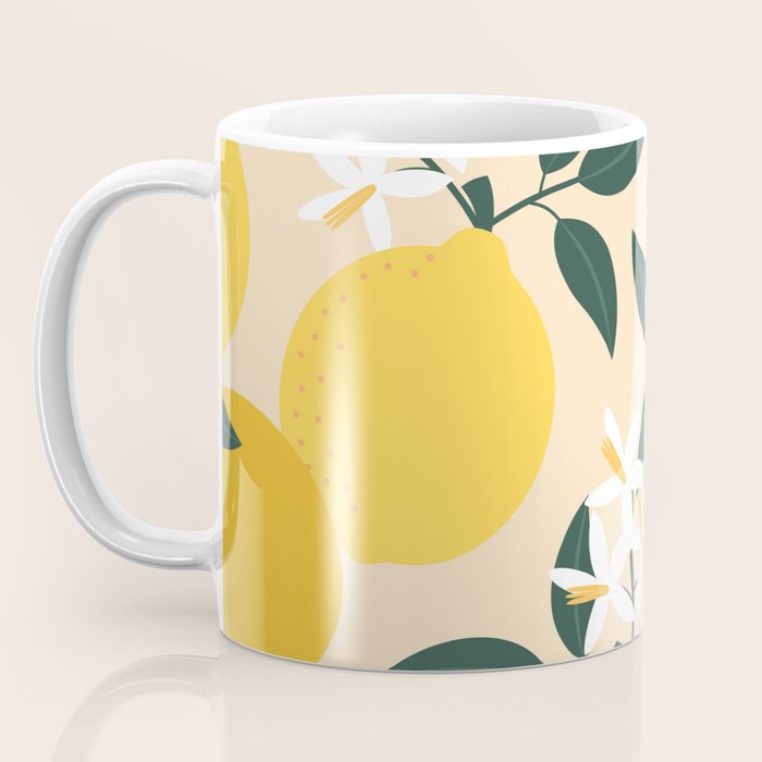 Mediterranean Lemons Zesty Blossom Mid Century Modern Print Pattern Coffee Mug Gallery Image 3