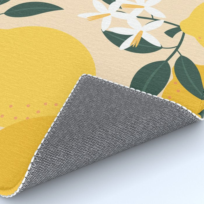 Mediterranean Lemons Zesty Blossom Mid Century Modern Print Pattern Rug Gallery Image 4
