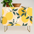Mediterranean Lemons Zesty Blossom Mid Century Modern Print Pattern Credenza Gallery Image 1