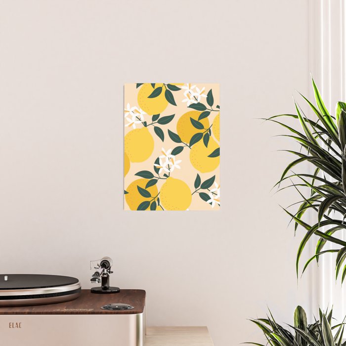Mediterranean Lemons Zesty Blossom Mid Century Modern Print Pattern Poster Gallery Image 2