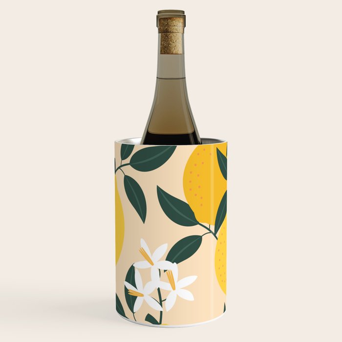 Mediterranean Lemons Zesty Blossom Mid Century Modern Print Pattern Wine Chiller Gallery Image 1