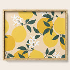 Mediterranean Lemons Zesty Blossom Mid Century Modern Print Pattern Serving Tray Gallery Image 1