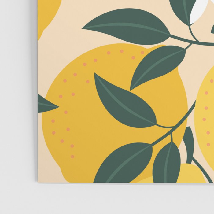 Mediterranean Lemons Zesty Blossom Mid Century Modern Print Pattern Poster Gallery Image 3