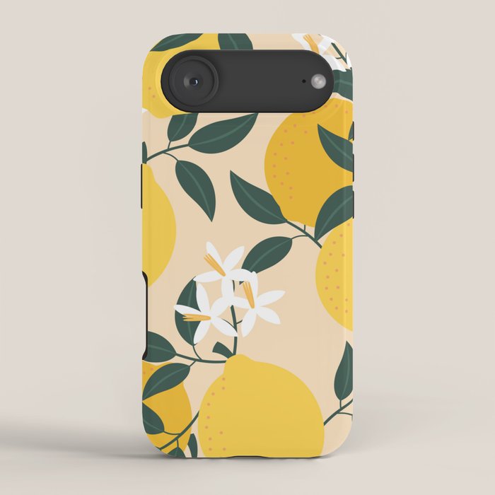 Mediterranean Lemons Zesty Blossom Mid Century Modern Print Pattern iPhone Case Gallery Image 2
