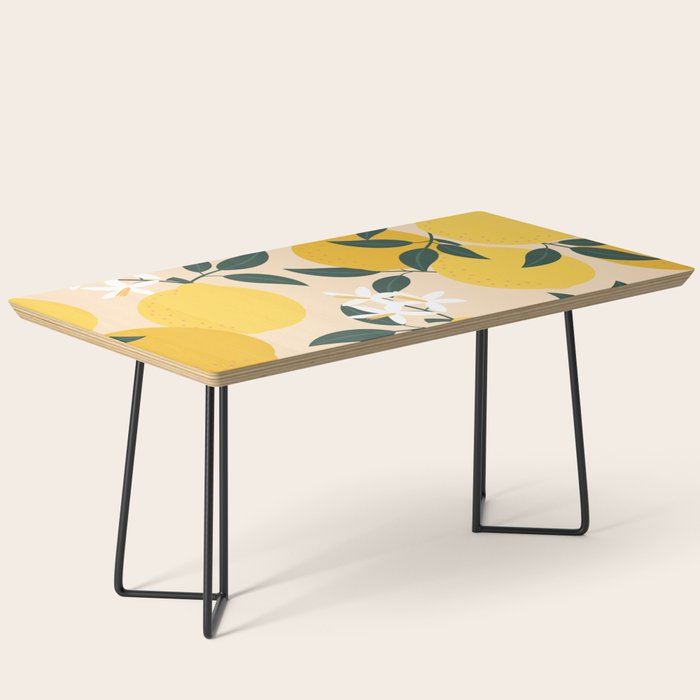 Mediterranean Lemons Zesty Blossom Mid Century Modern Print Pattern Coffee Table Gallery Image 1