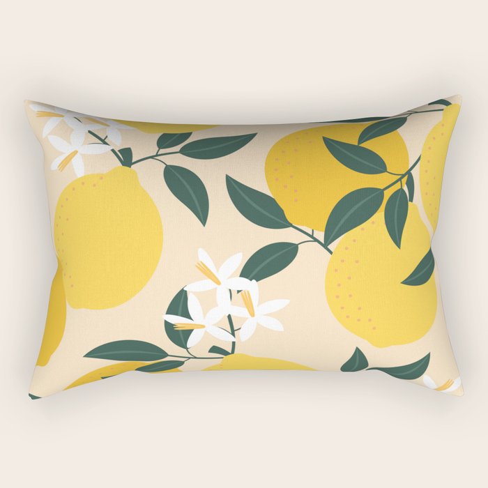 Mediterranean Lemons Zesty Blossom Mid Century Modern Print Pattern Rectangular Pillow Gallery Image 2