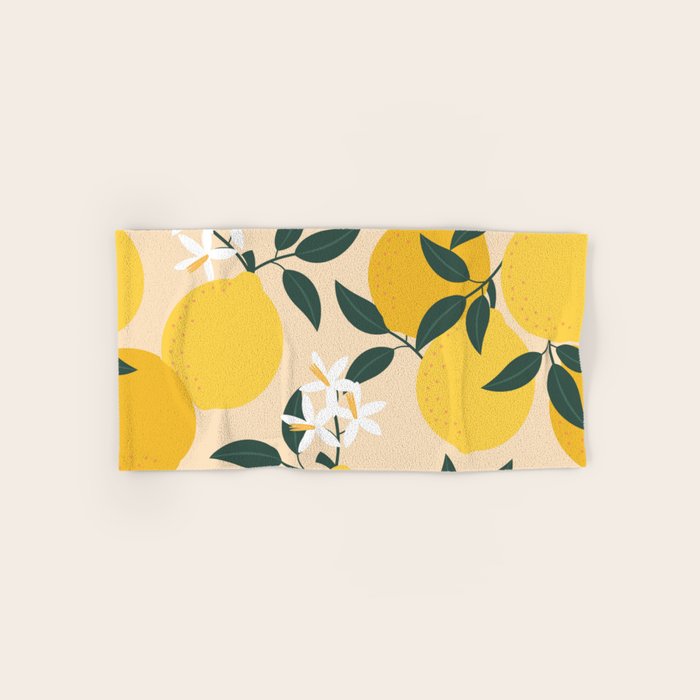 Mediterranean Lemons Zesty Blossom Mid Century Modern Print Pattern Bath Towel Gallery Image 1