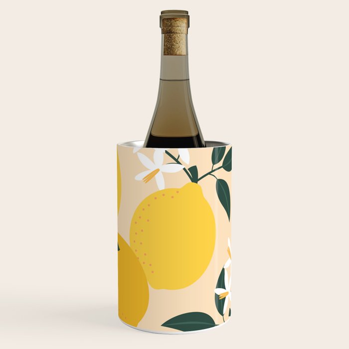 Mediterranean Lemons Zesty Blossom Mid Century Modern Print Pattern Wine Chiller Gallery Image 2