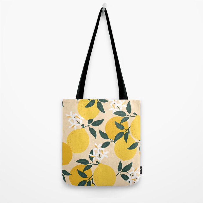 Mediterranean Lemons Zesty Blossom Mid Century Modern Print Pattern Tote Bag Gallery Image 2