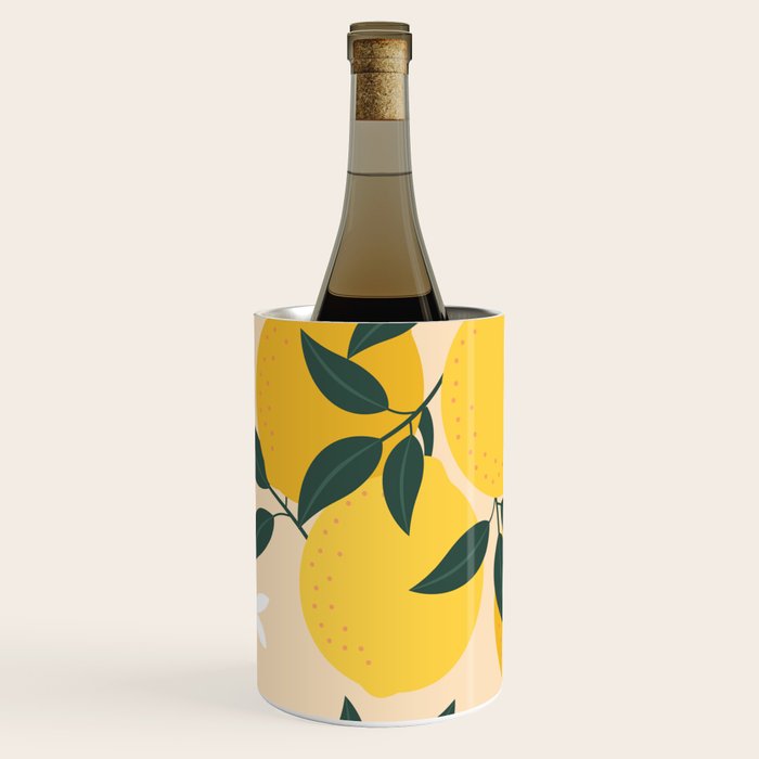 Mediterranean Lemons Zesty Blossom Mid Century Modern Print Pattern Wine Chiller Gallery Image 3