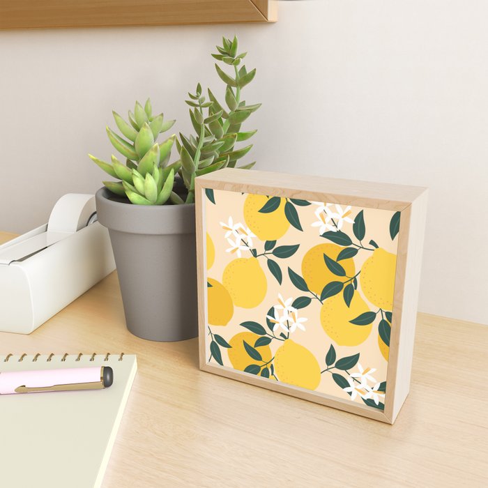 Mediterranean Lemons Zesty Blossom Mid Century Modern Print Pattern Mini Art Print Gallery Image 2