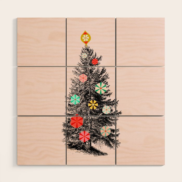 Retro Christmes tree no2 Wood Wall Art Gallery Image 1