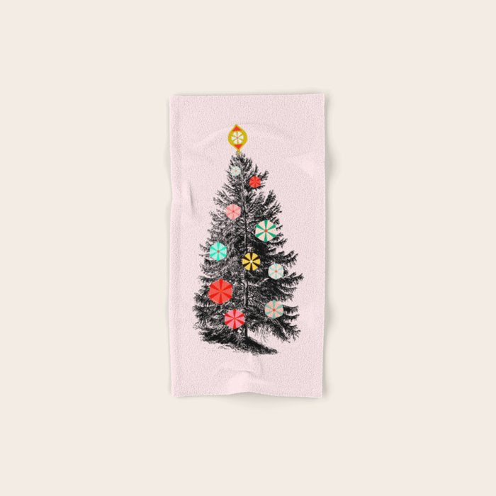 Retro Christmes tree no2 Hand & Bath Towel Gallery Image 1