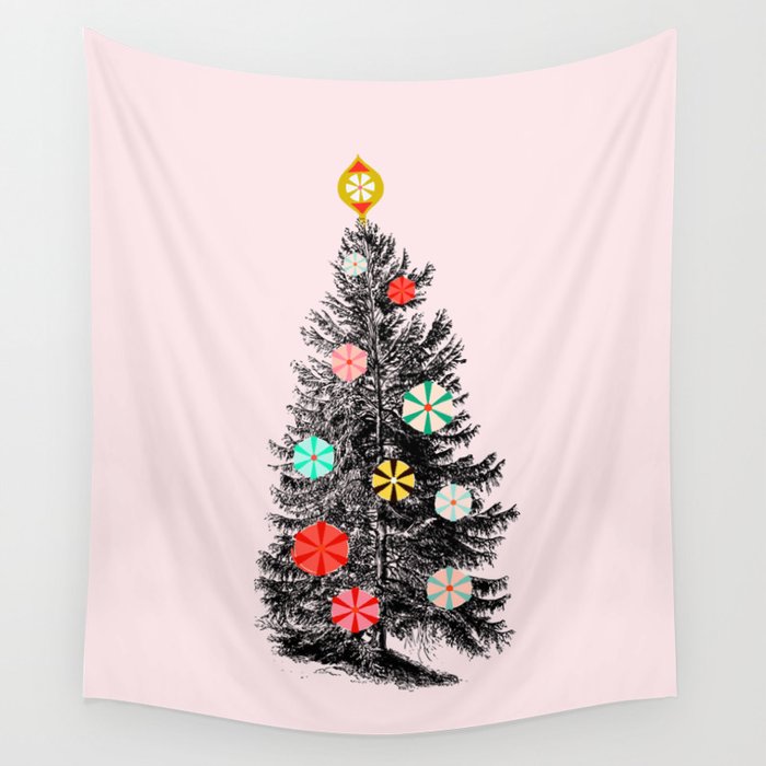 Retro Christmes tree no2 Wall Tapestry Gallery Image 1
