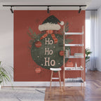 Festive Ho Ho Ho Bauble Red  Wall Mural Gallery Image 1