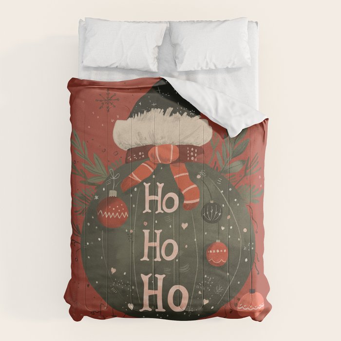 Festive Ho Ho Ho Bauble Red  Comforter Gallery Image 1
