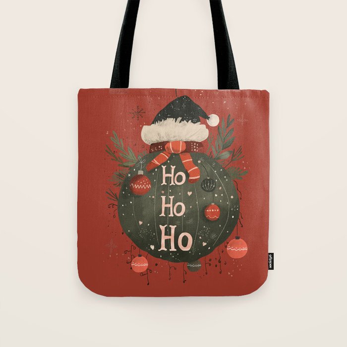 Festive Ho Ho Ho Bauble Red  Tote Bag Gallery Image 1