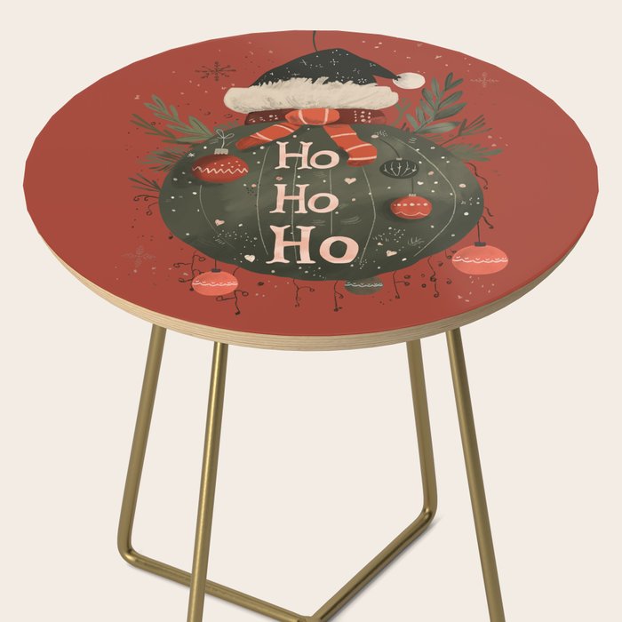 Festive Ho Ho Ho Bauble Red  Side Table Gallery Image 2
