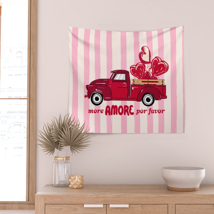 More Amore Por Favor Retro Love Truck Wall Tapestry Gallery Image 2