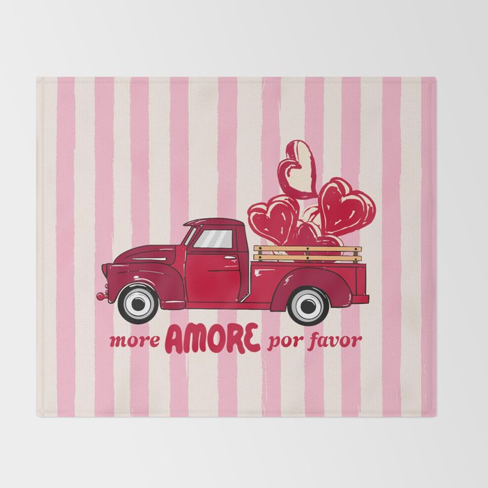 More Amore Por Favor Retro Love Truck Throw Blanket Gallery Image 2