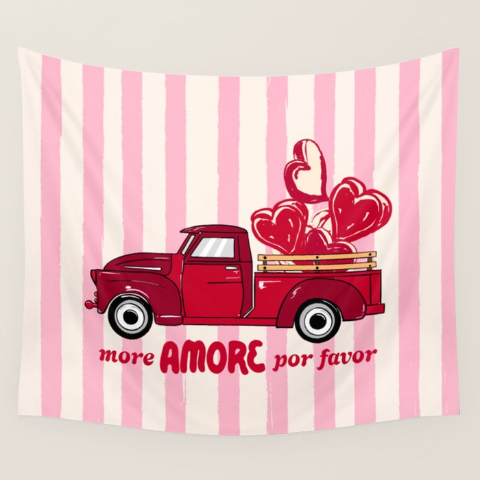 More Amore Por Favor Retro Love Truck Wall Tapestry Gallery Image 4