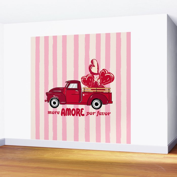 More Amore Por Favor Retro Love Truck Wall Mural Gallery Image 2