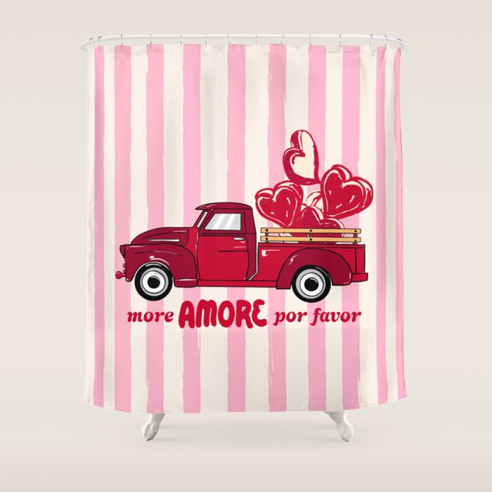 More Amore Por Favor Retro Love Truck Shower Curtain Gallery Image 1