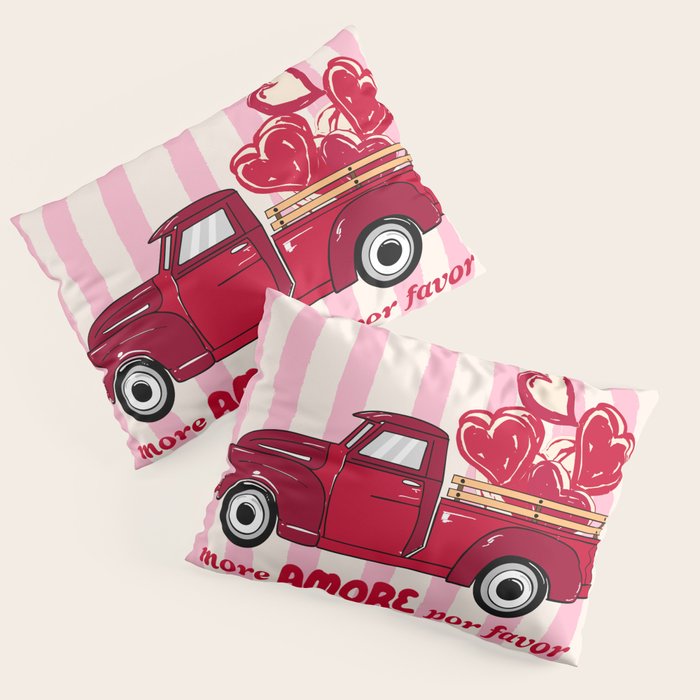More Amore Por Favor Retro Love Truck Pillow Sham Gallery Image 1